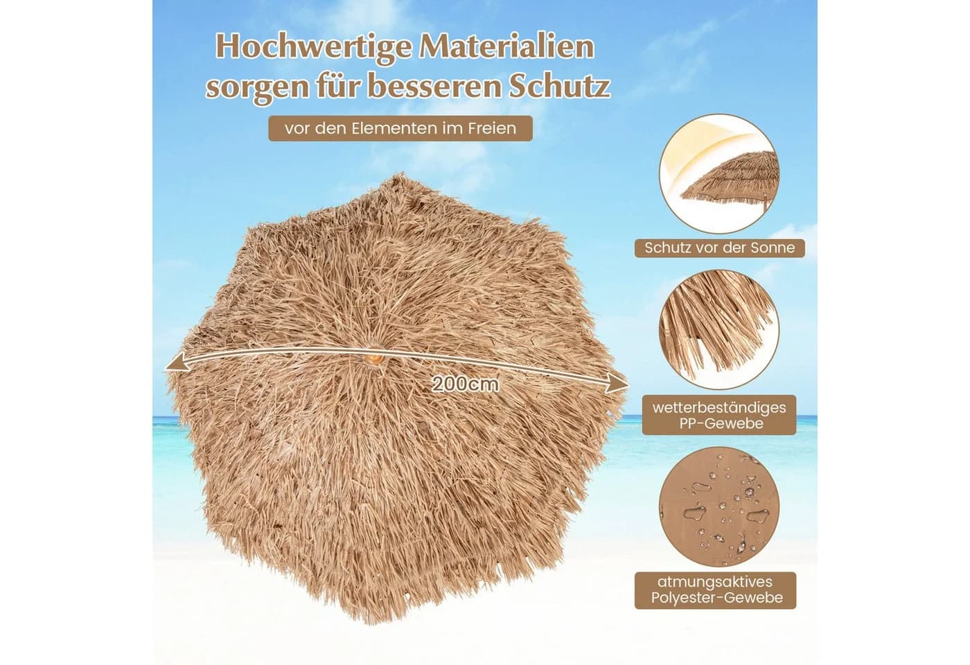 COSTWAY Sonnenschirm Hawaii neigbar mit klappbarem Stützfuß - Bild 3