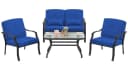 COSTWAY Gartenlounge-Set 4-tlg. Blau Metall mit Kissen Bild 2