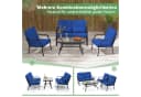 COSTWAY Gartenlounge-Set 4-tlg. Blau Metall mit Kissen Bild 4
