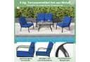 COSTWAY Gartenlounge-Set 4-tlg. Blau Metall mit Kissen Bild 5