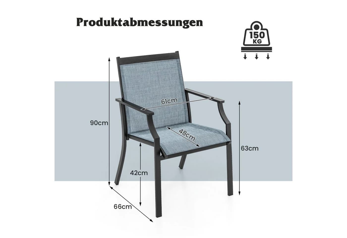COSTWAY Gartenstuhl 2er Set 50 cm breitere Sitzfläche mit Armlehne - Bild 4