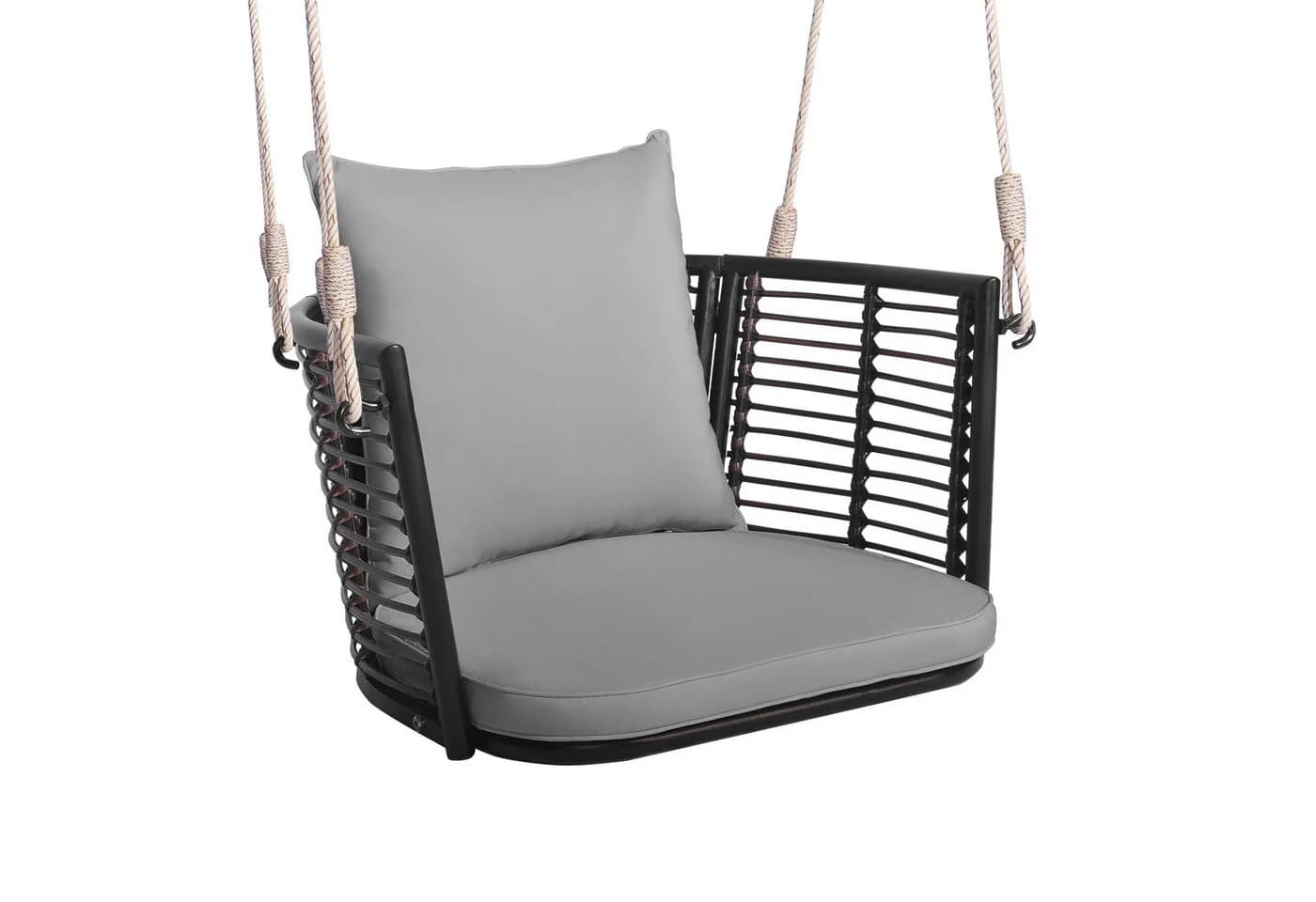 COSTWAY Hängesessel Rattan grau mit Kissen - Bild 2