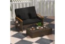 COSTWAY Loungebett 2-Personen PE-Rattan mit verstellbarer Rückenlehne Bild 1