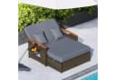 COSTWAY Loungebett 2-Personen PE-Rattan Braun mit verstellbarer Rückenlehne Bild 1