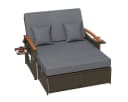 COSTWAY Loungebett 2-Personen PE-Rattan Braun mit verstellbarer Rückenlehne Bild 2