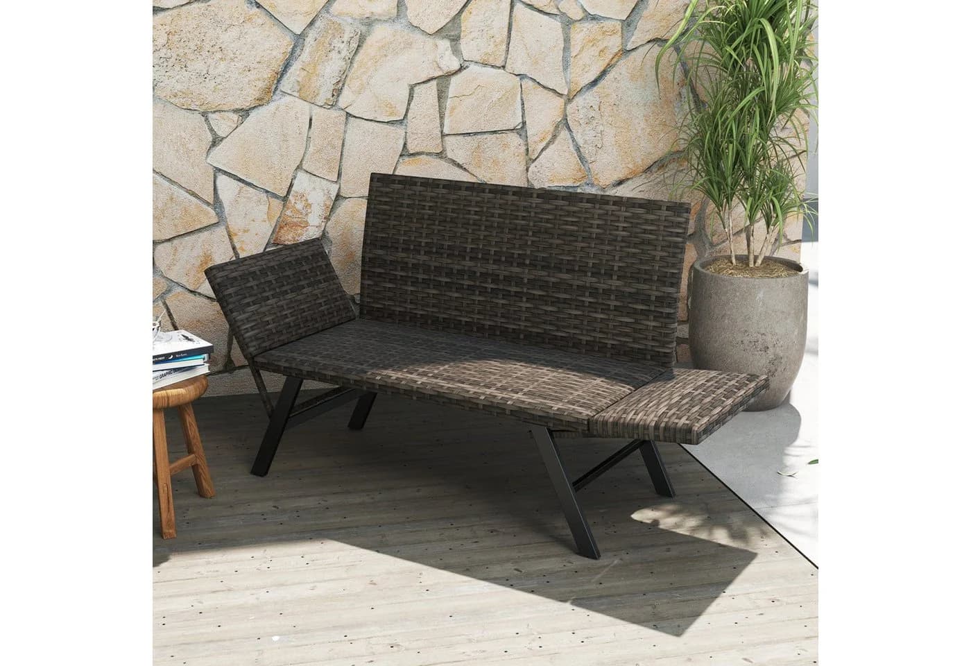 COSTWAY 4-in-1 Gartenbank Terrassensofa Grau Wetterfest - Bild 2