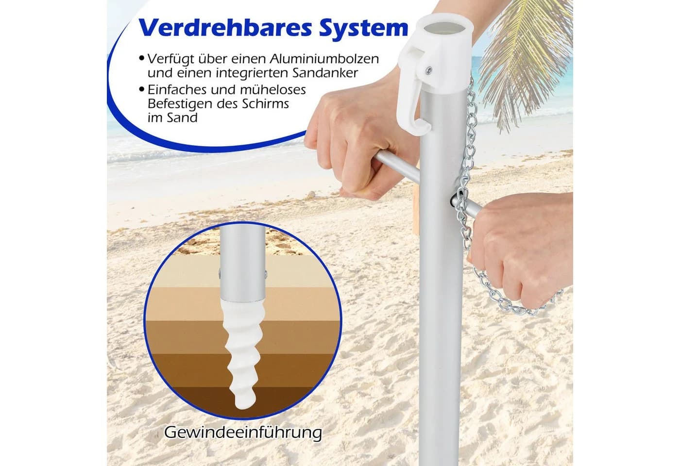 COSTWAY Sonnenschirm 200 cm Bunt UV50+ mit Tragetasche - Bild 4