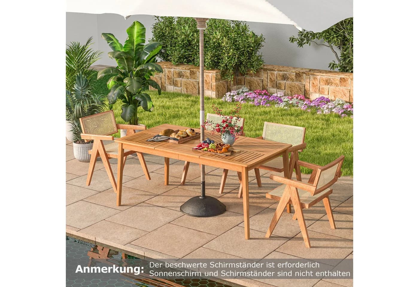 COSTWAY Gartentisch Akazienholz 6 Personen