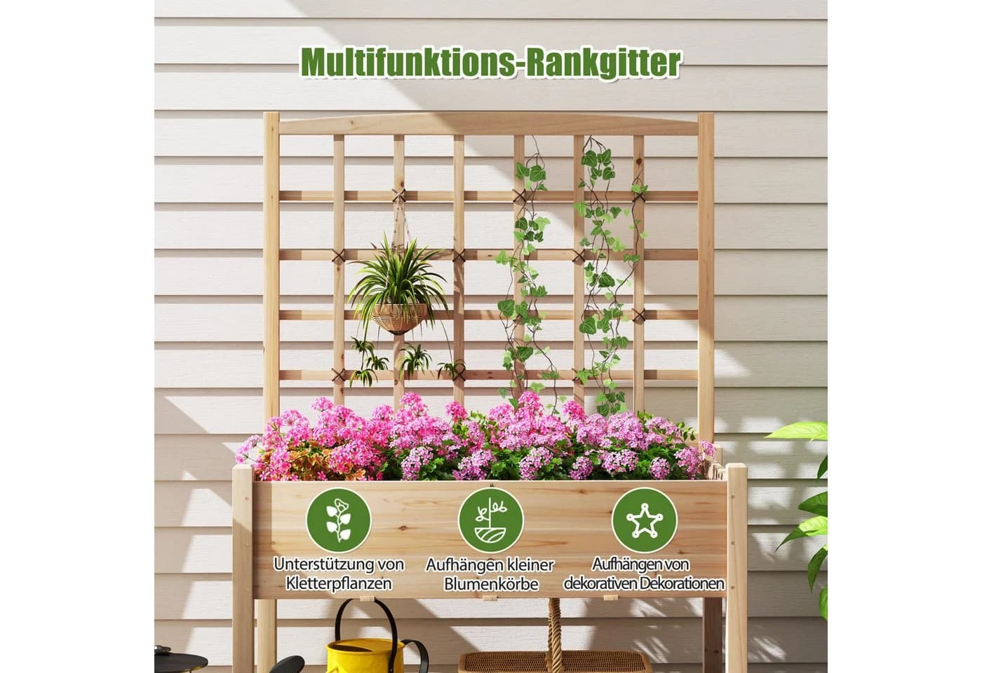 COSTWAY Blumenkasten Hochbeet mit Rankgitter - Bild 3