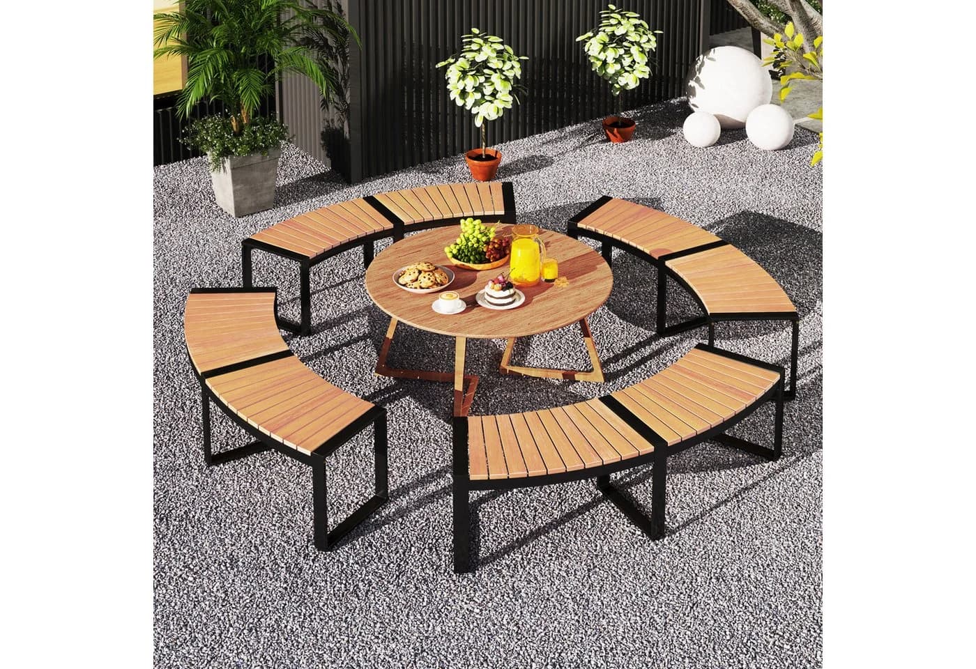 COSTWAY Gartenbank Akazienholz 2-3 Sitzer wetterfest