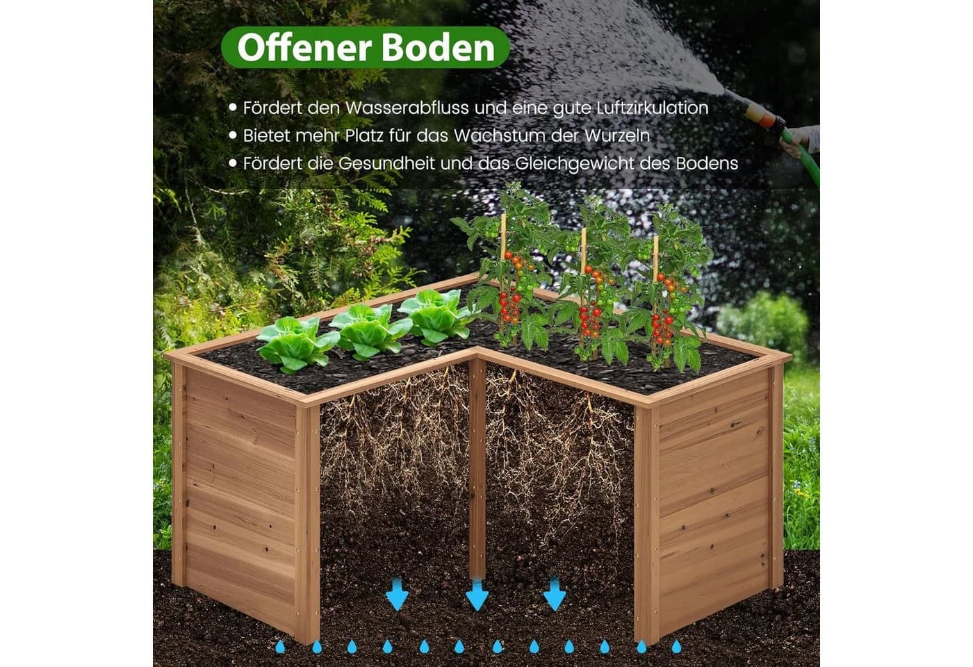 KOMFOTTEU Hochbeet Gartenbeet L-förmig Pflanzenkasten - Bild 3