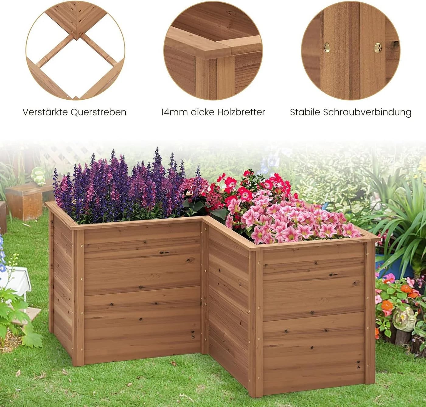 KOMFOTTEU Hochbeet Gartenbeet L-förmig Pflanzenkasten - Bild 4