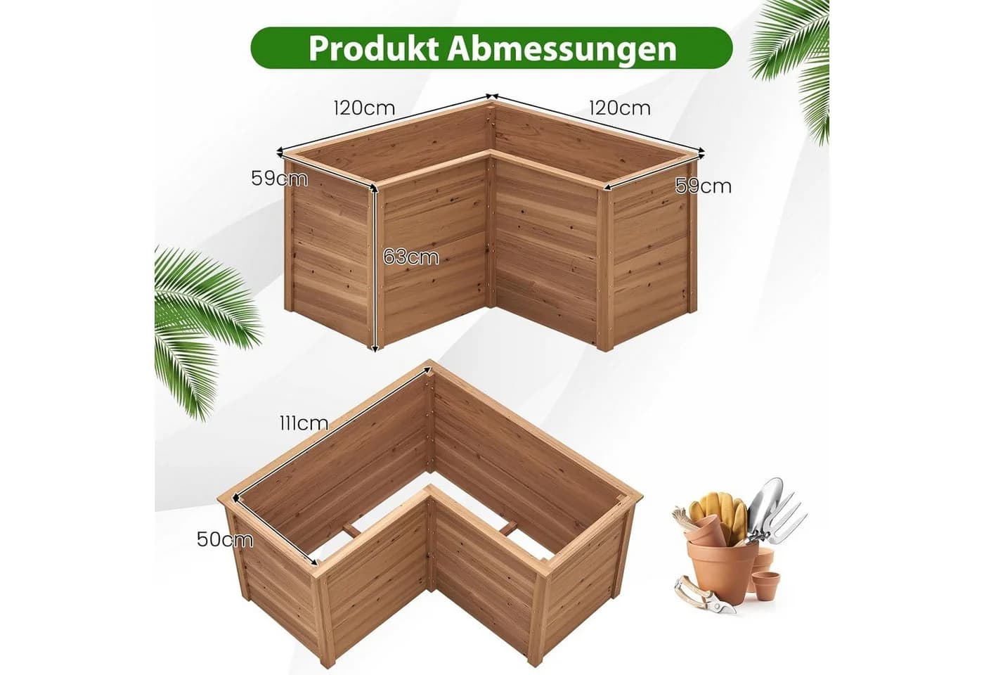 KOMFOTTEU Hochbeet Gartenbeet L-förmig Pflanzenkasten - Bild 5