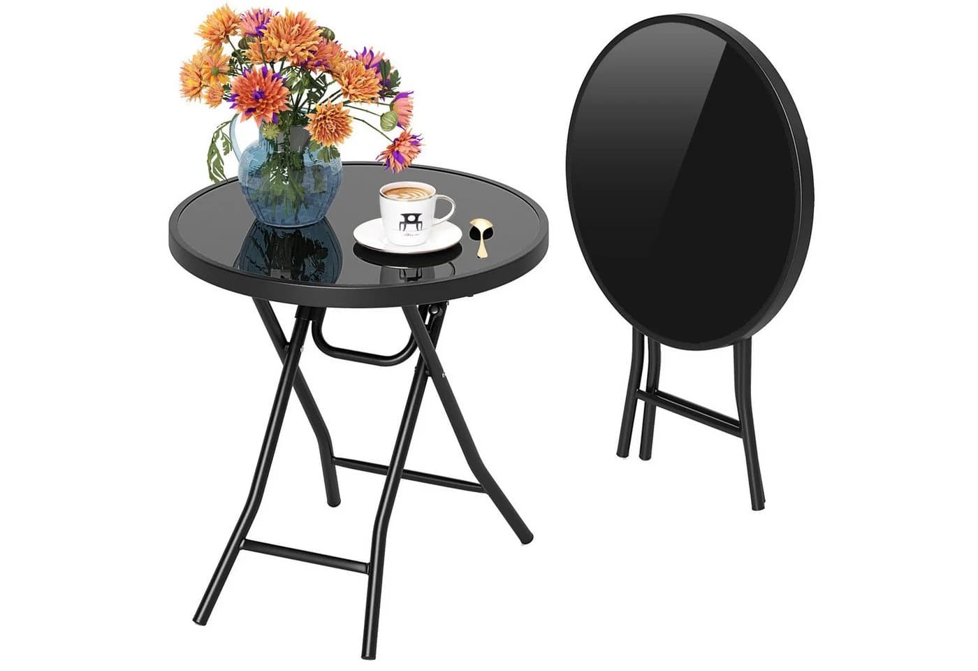 KOMFOTTEU Gartentisch klappbar Metall rund - Bild 2