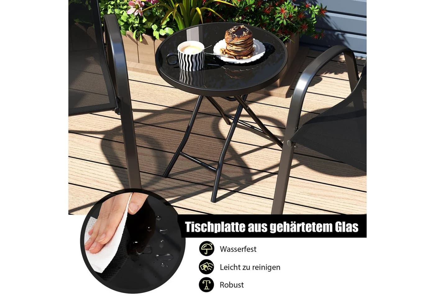 KOMFOTTEU Gartentisch klappbar Metall rund - Bild 5