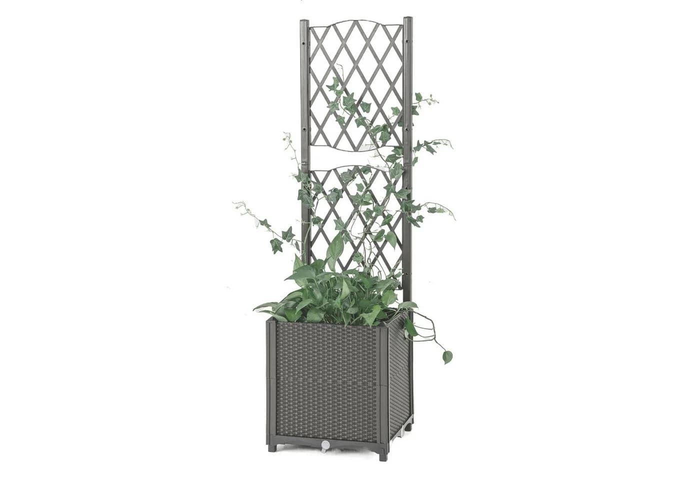 KOMFOTTEU Blumenkasten Hochbeet mit Rankgitter Braun - Bild 2