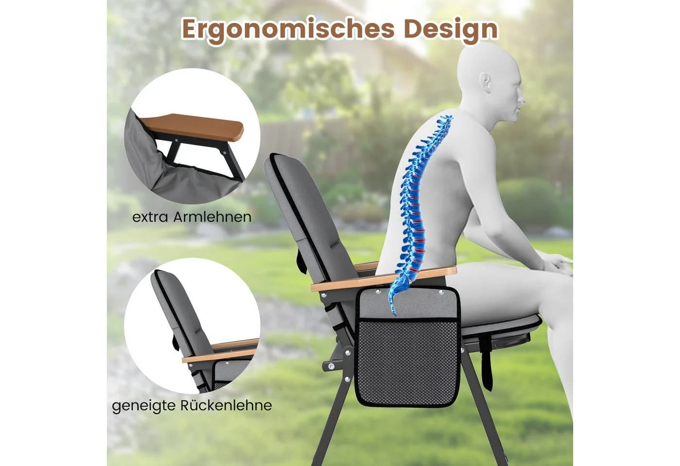 KOMFOTTEU Angelstuhl 2er Set Klappbar Verstellbar - Bild 5