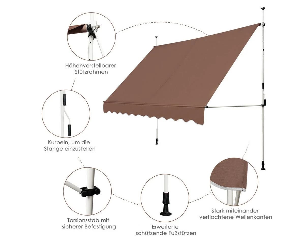 KOMFOTTEU Klemmmarkise Sonnenschutz ohne Bohren