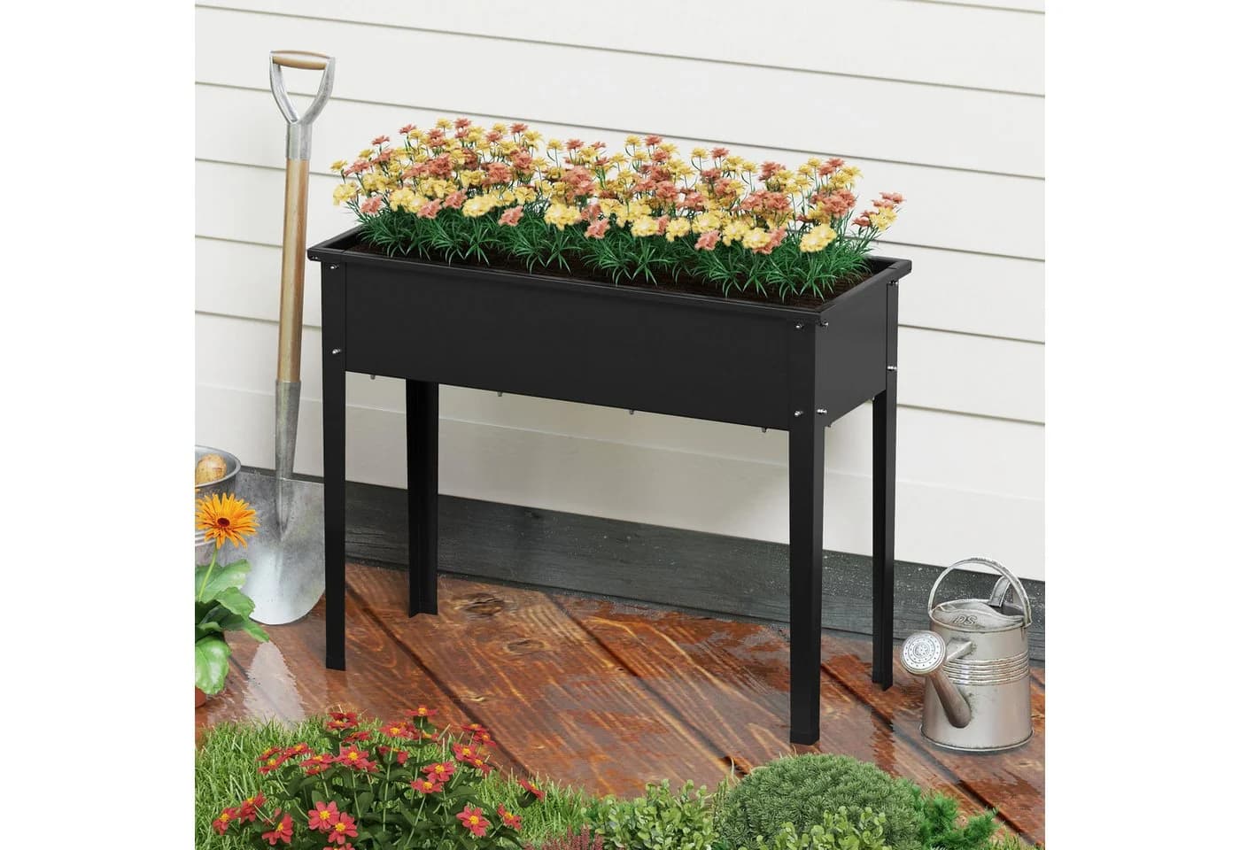 COSTWAY Hochbeet Metall Schwarz 100x40x80cm