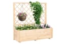 COSTWAY Hochbeet mit Rankgitter Kiefernholz Natur Bild 2