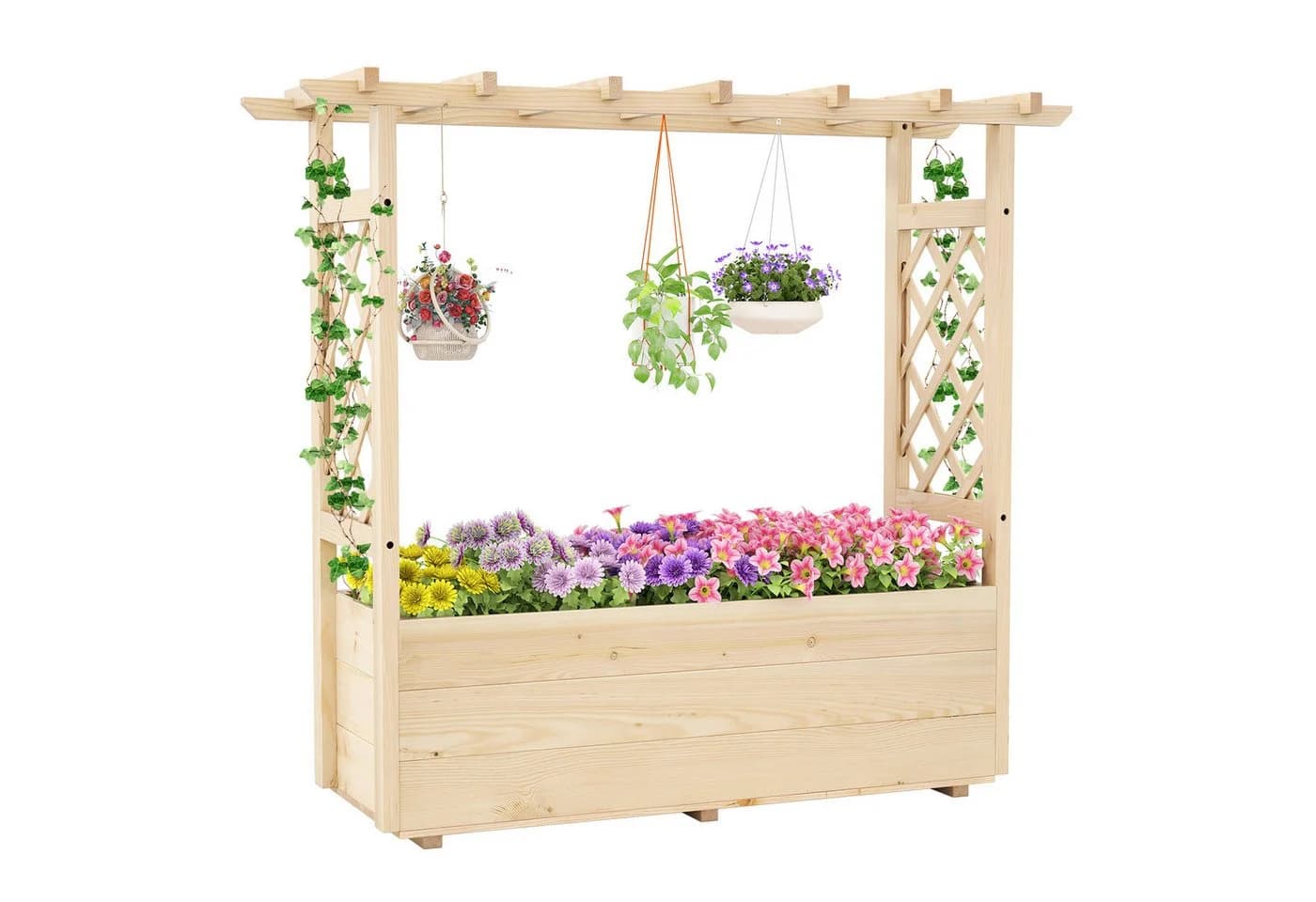 COSTWAY Hochbeet mit Rankgitter und hängendem Dach - Bild 2