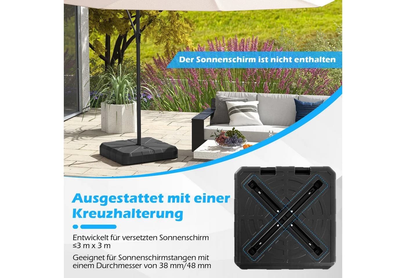 COSTWAY Schirmständer Befüllbar bis 80kg - Bild 4