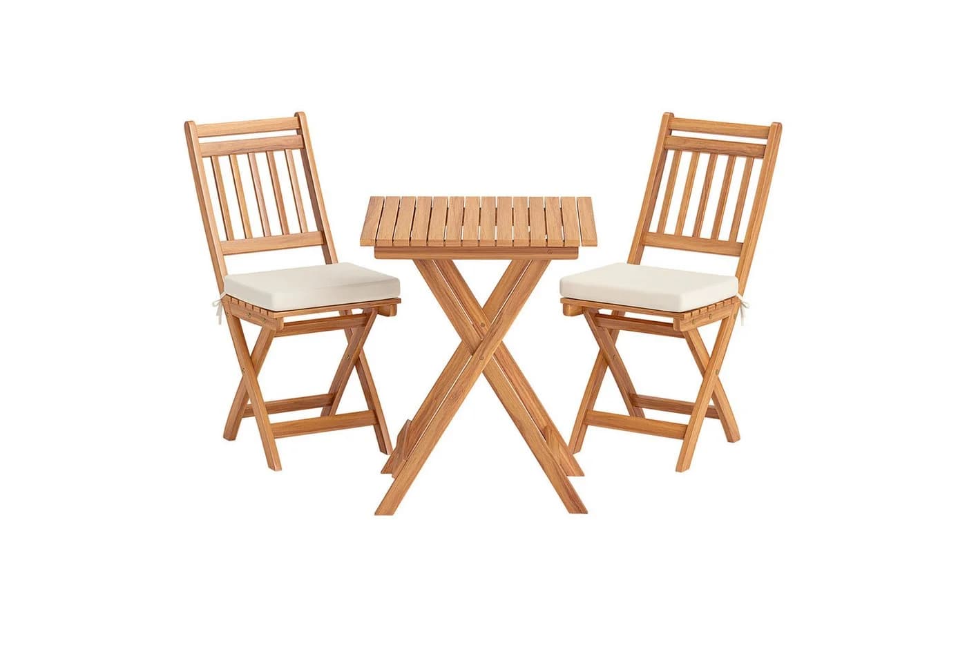 COSTWAY Bistro-Set 3-tlg. Klappbar Akazienholz mit Kissen - Bild 2
