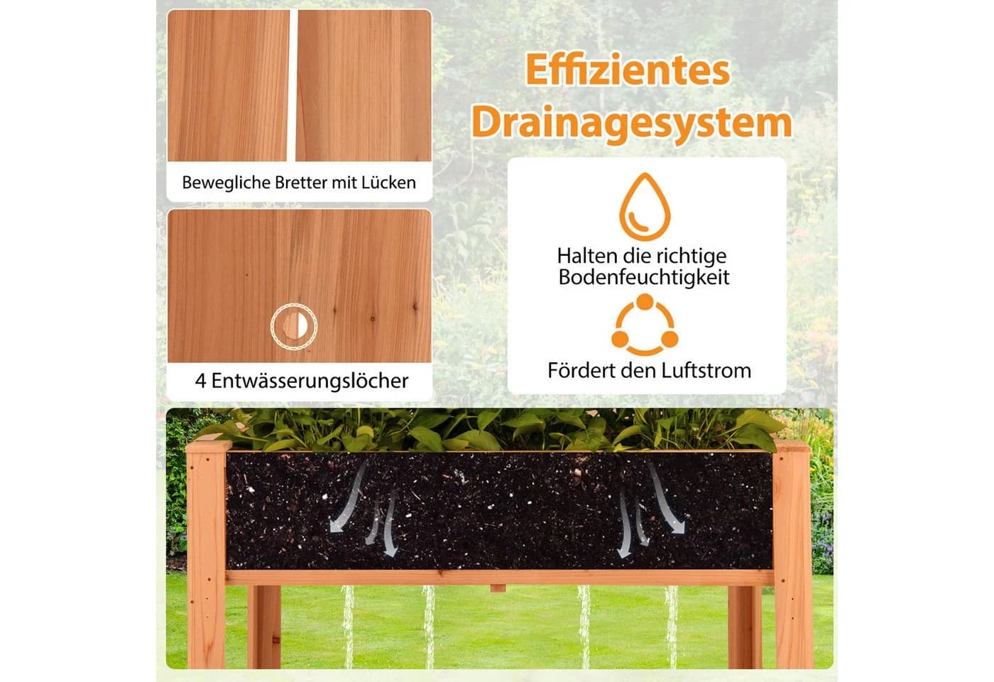 COSTWAY Hochbeet mit Rankgitter und Ablage