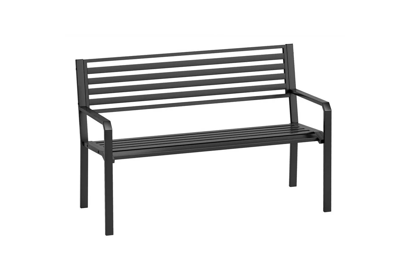 COSTWAY Gartenbank Metall Schwarz 2-3 Sitzer - Bild 2