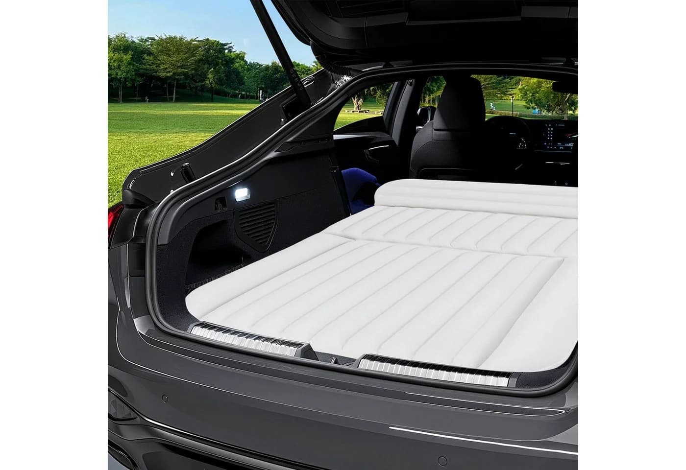 COSTWAY Luftmatratze Auto mit Pumpe Grau Schwarz Weiß