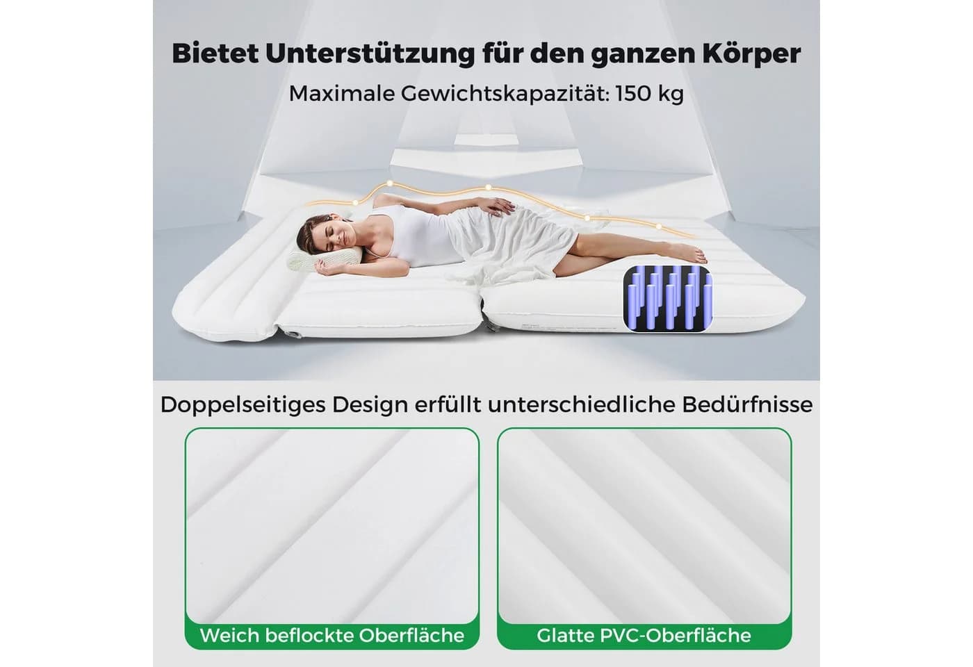 COSTWAY Luftmatratze Auto mit Pumpe Grau Schwarz Weiß - Bild 3