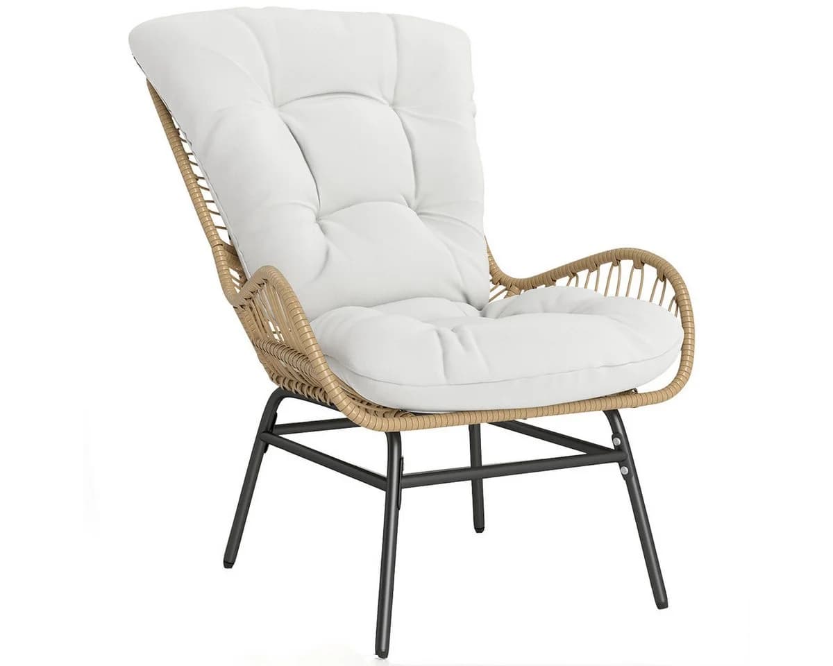 COSTWAY Gartenstuhl Rattansessel mit Kissen beige - Bild 2
