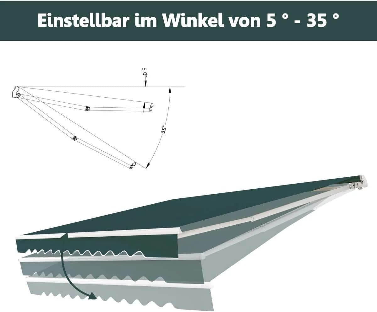 KOMFOTTEU Gelenkarmmarkise Sonnenschutz Anti-UV & Wasserfest 4x2,5m - Bild 3