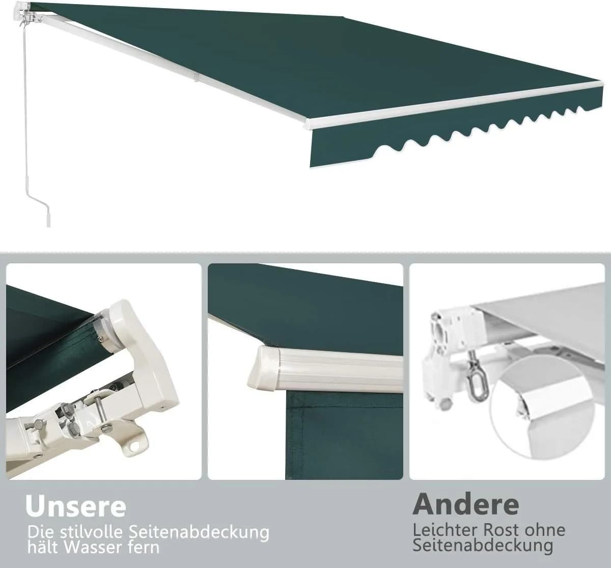 KOMFOTTEU Gelenkarmmarkise Sonnenschutz Anti-UV & Wasserfest 4x2,5m - Bild 5