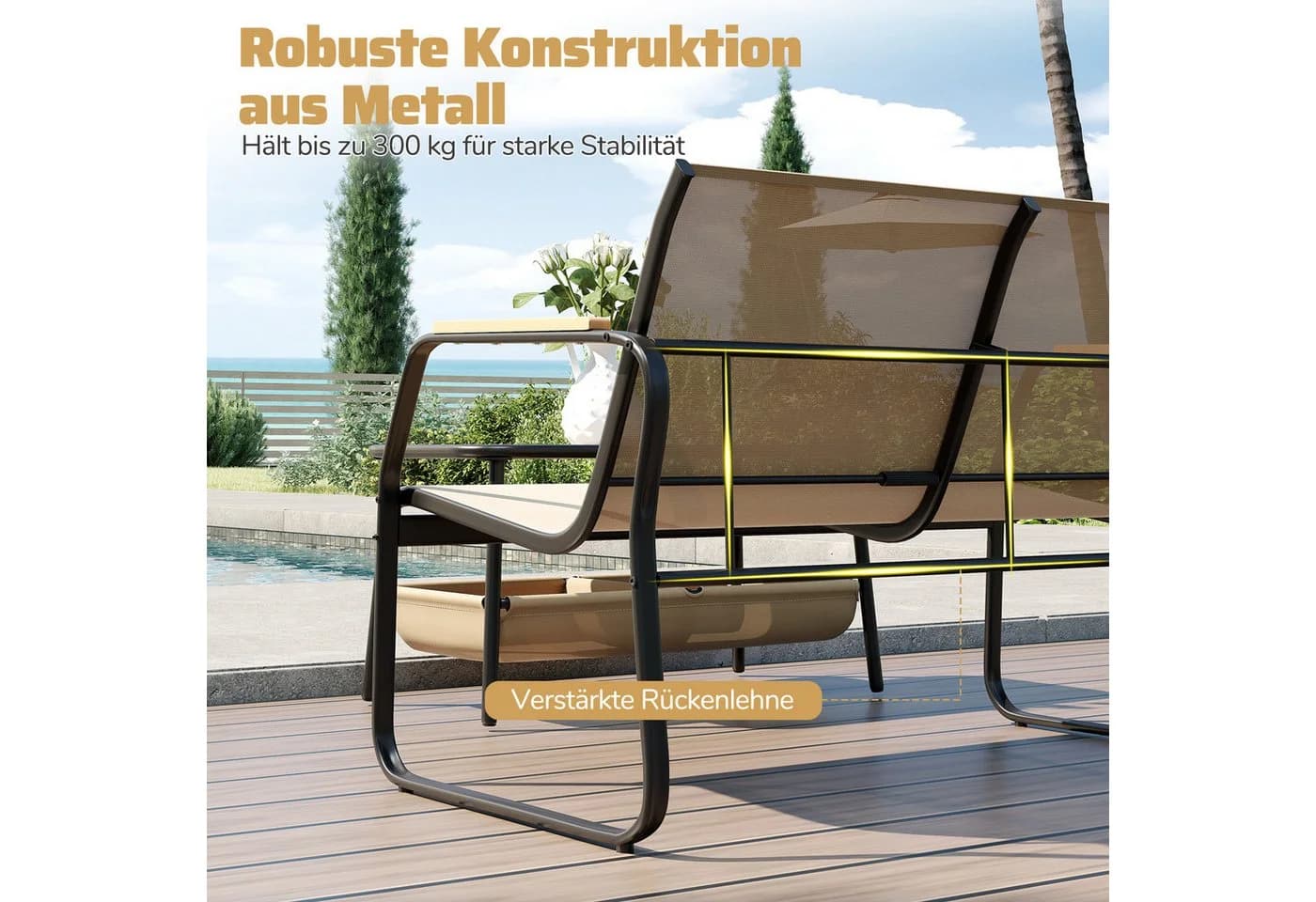 COSTWAY Balkonset 2-tlg. Terrassenmöbel Couchtisch-Set mit 2 Fächern - Bild 4