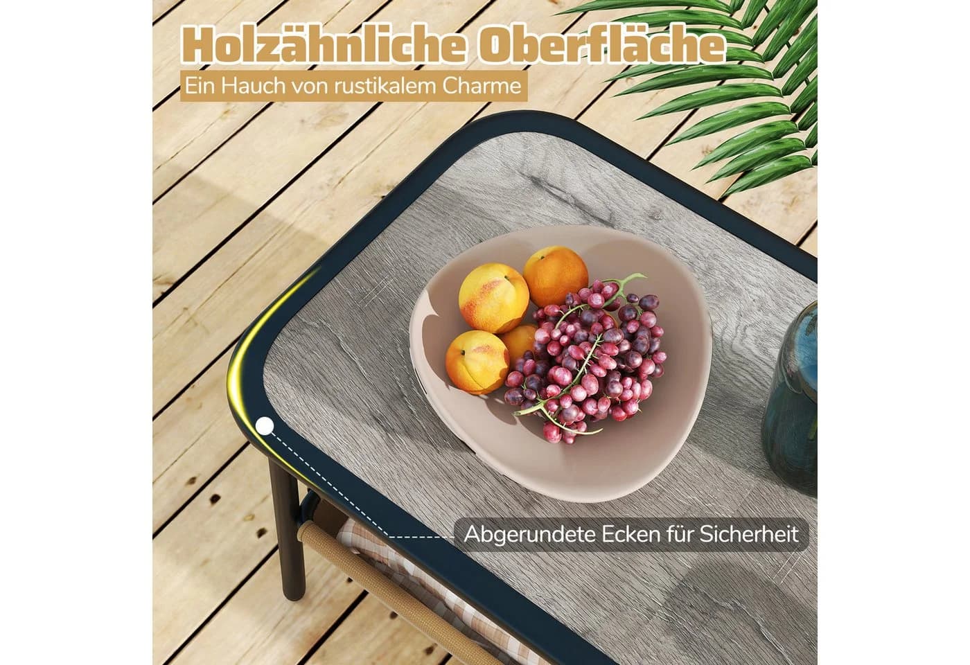 COSTWAY Balkonset 2-tlg. Terrassenmöbel Couchtisch-Set mit 2 Fächern - Bild 5