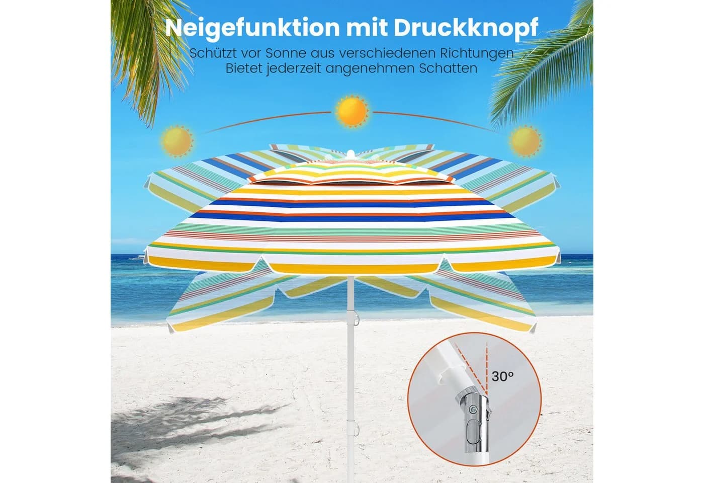 COSTWAY Sonnenschirm 200x200 cm Bunt UPF 50+ Knickbar - Bild 4