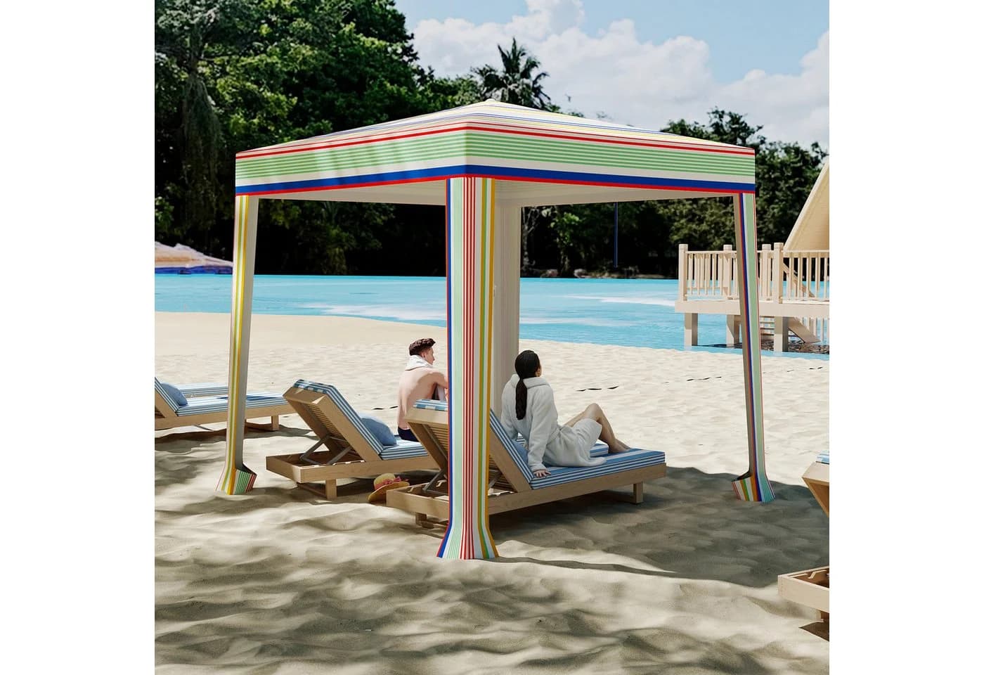 COSTWAY Faltzelt 200x200 cm Strandzelt mit Sandsäcken