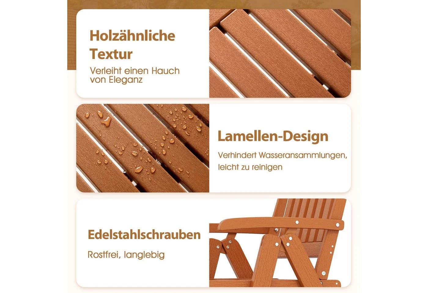 COSTWAY Klappstuhl Gartenstuhl Hochlehner - Bild 3