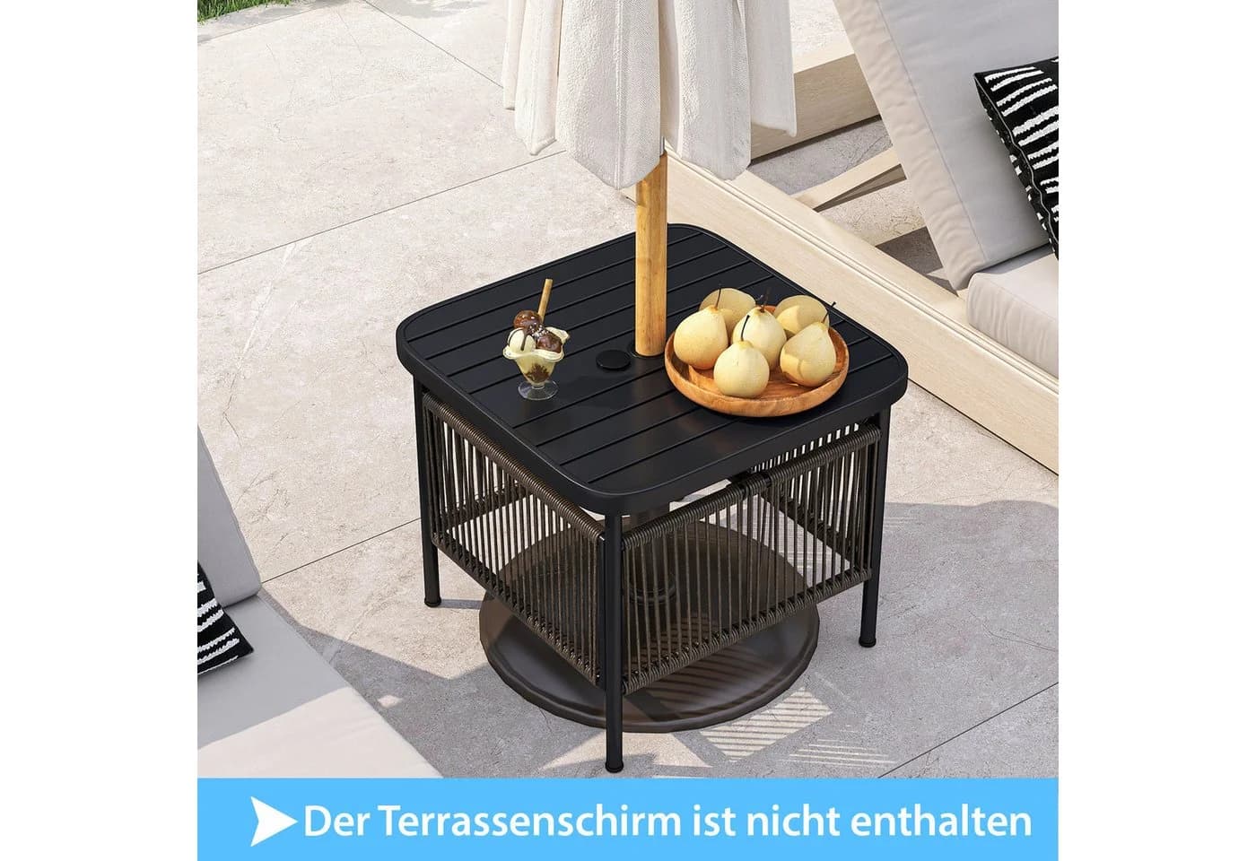 COSTWAY Gartentisch Beistelltisch Rattan mit Schirmloch - Bild 2