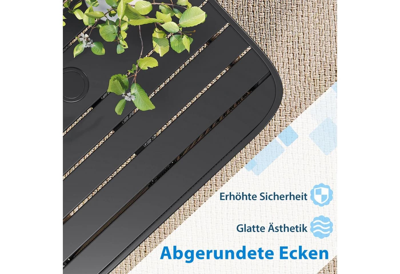 COSTWAY Gartentisch Beistelltisch Rattan mit Schirmloch - Bild 5