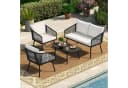 COSTWAY Gartenlounge-Set 4-tlg. Schwarz mit Kissen Bild 2