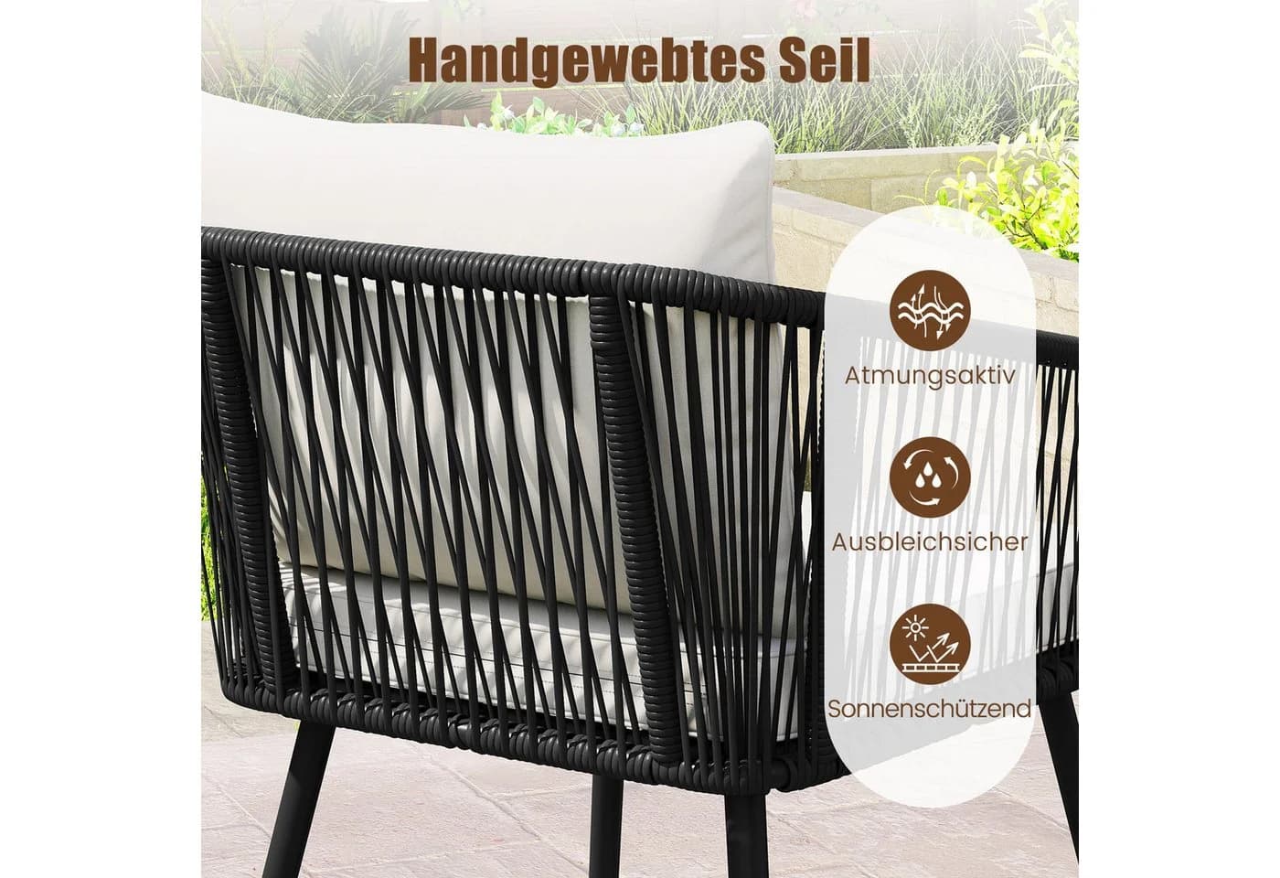 COSTWAY Gartenlounge-Set 4-tlg. Schwarz mit Kissen - Bild 4