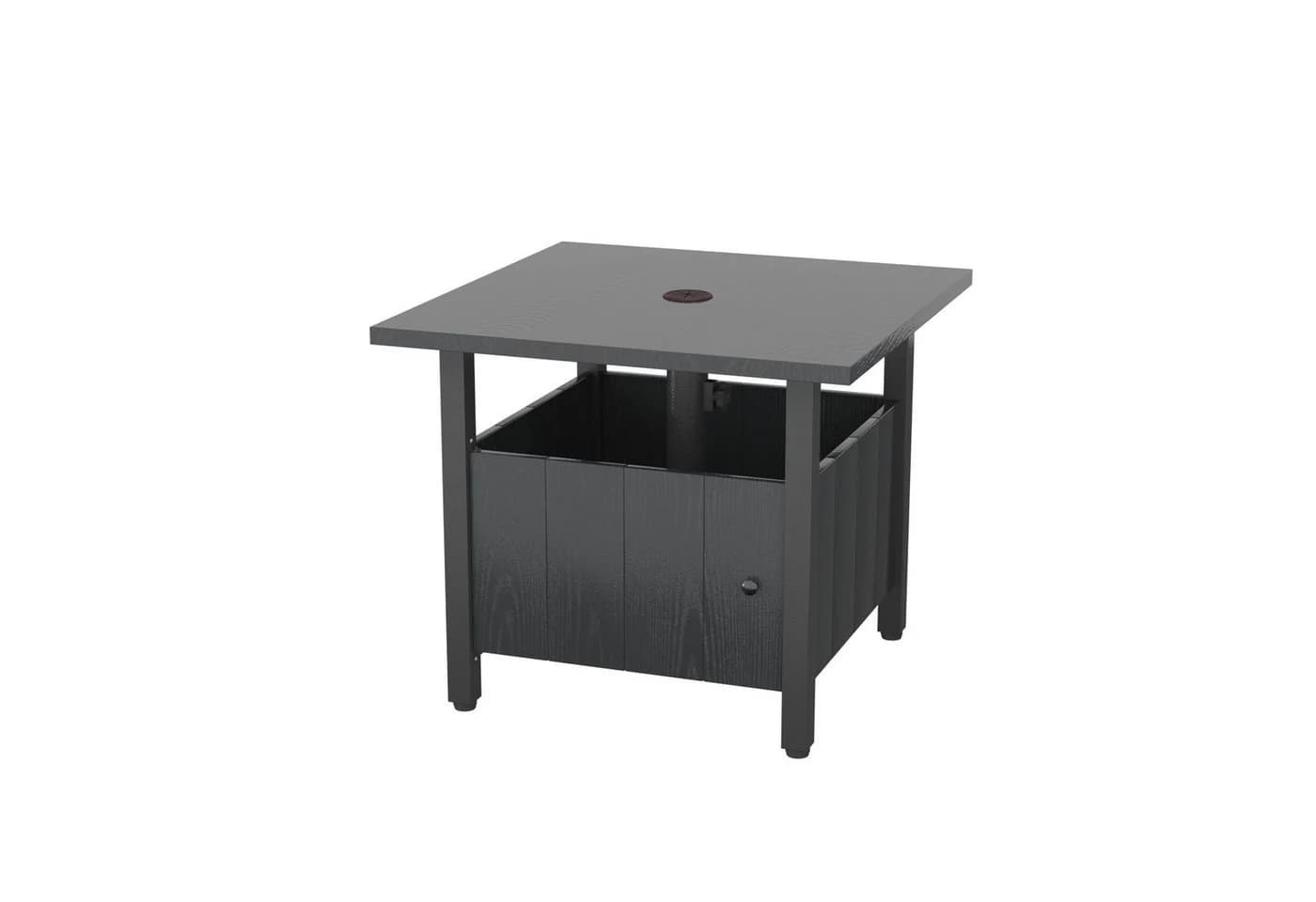 COSTWAY Gartentisch Beistelltisch Schwarz mit Schirmloch - Bild 2