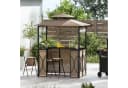 COSTWAY Grillpavillon mit Bartisch & 2 Hockern Braunes Polyester Bild 1