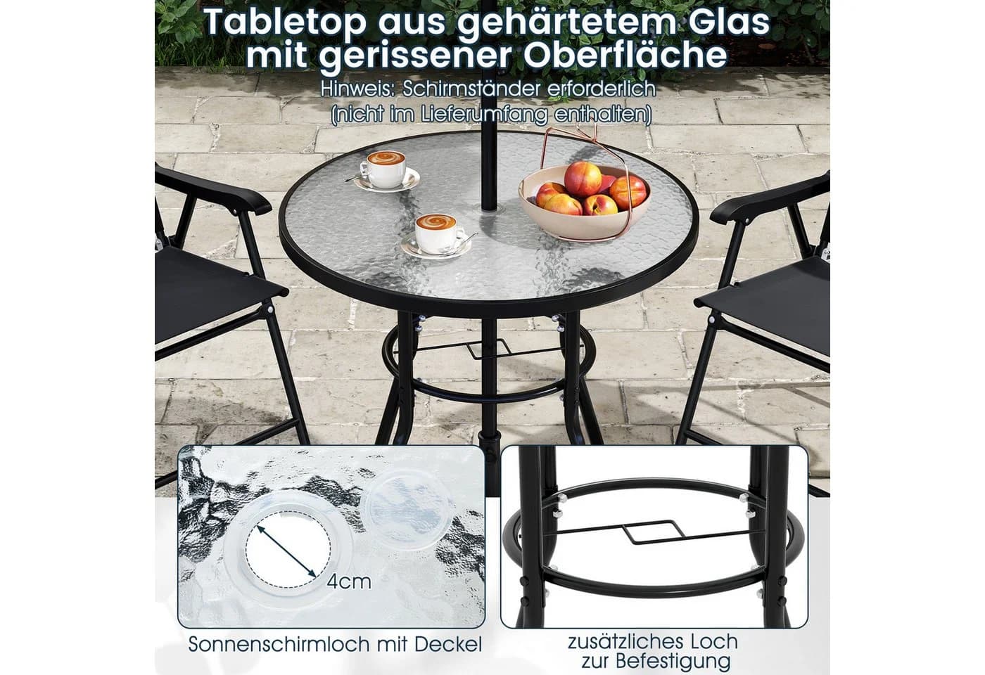 COSTWAY Garten-Essgruppe 6-tlg. mit Sonnenschirm - Bild 4