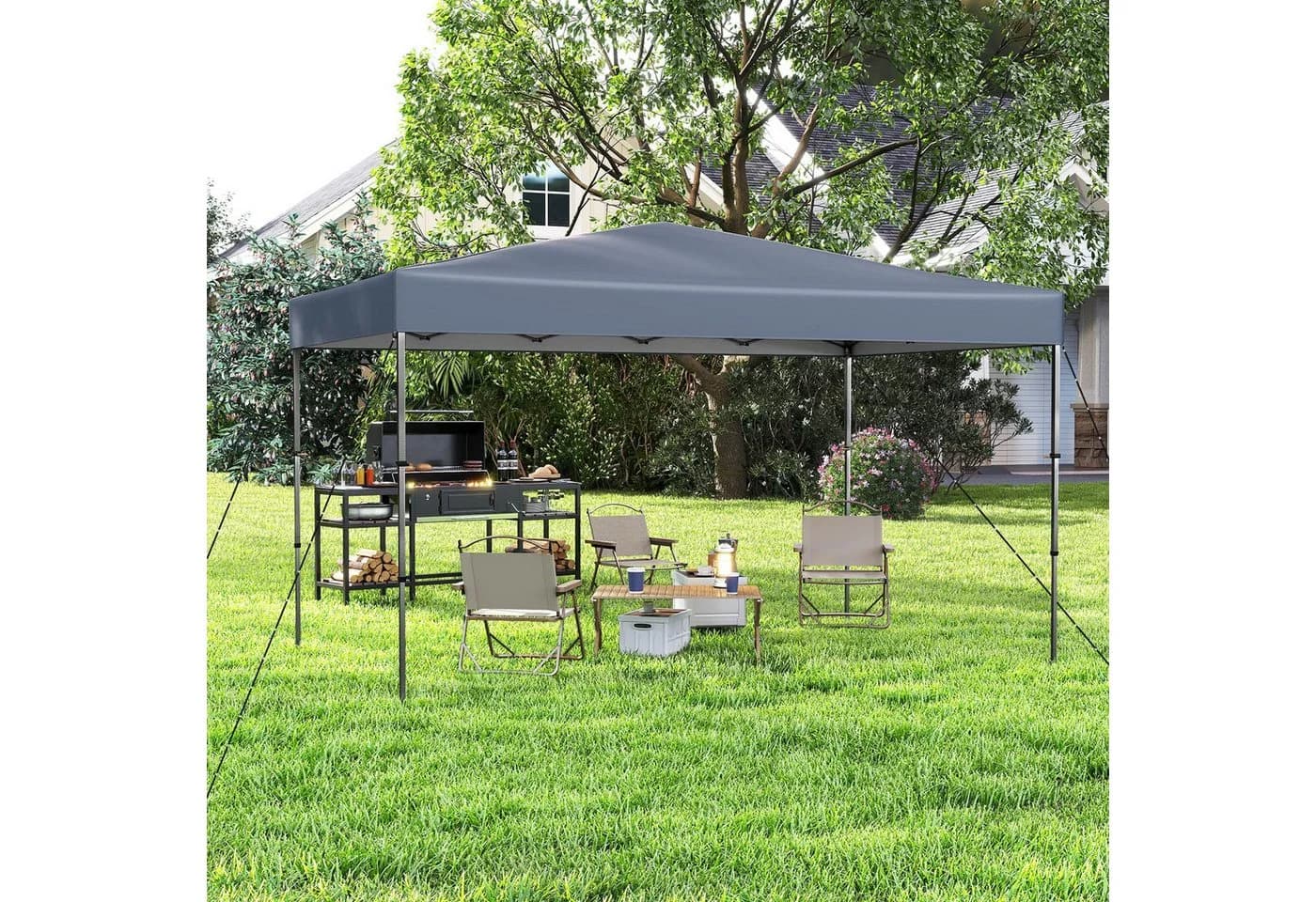 COSTWAY Faltpavillon Grau 365x225cm mit UV-Schutz