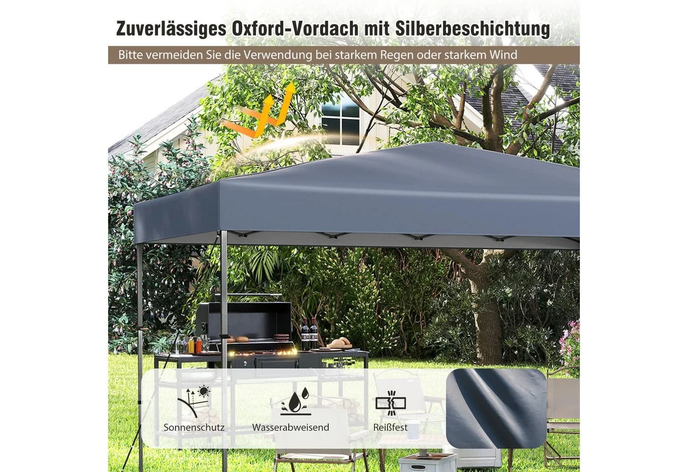 COSTWAY Faltpavillon Grau 365x225cm mit UV-Schutz - Bild 3
