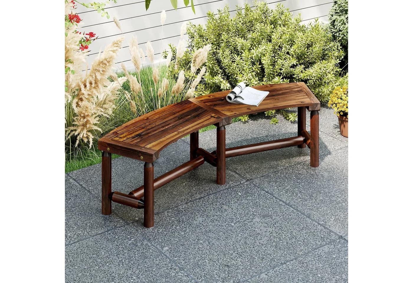 COSTWAY Gartenbank 3-Sitzer Holzbank bis 360 kg belastbar