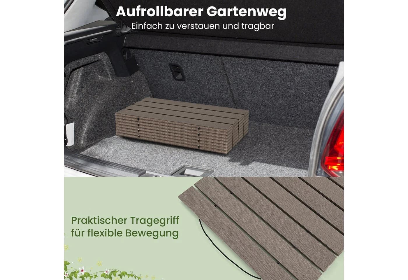 COSTWAY Gartensteg Grau Aufrollbar HDPE - Bild 4